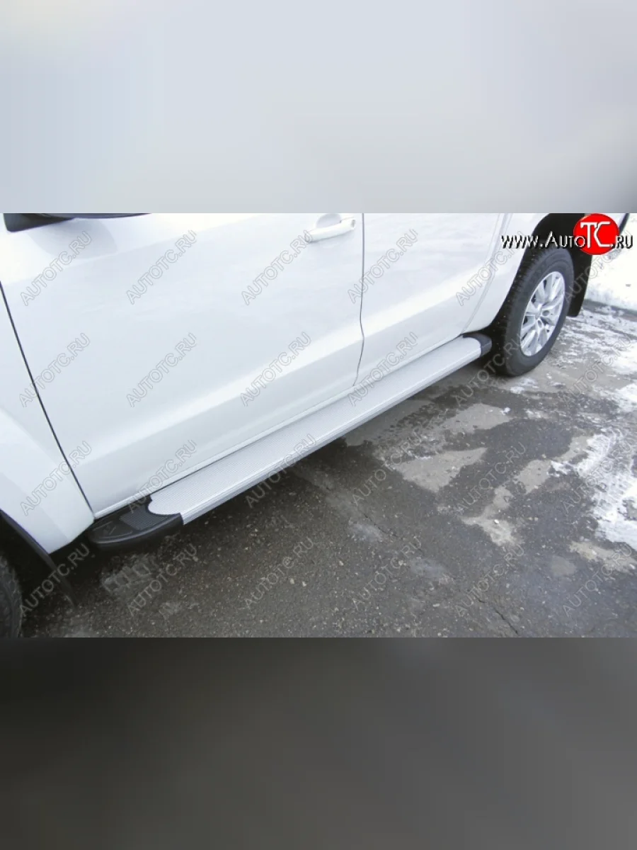 Алюминиевые пороги для ног Slitkoff (Optima)  Volkswagen Teramont (2016-2020) CA1 (Чёрные)  с доставкой в г. Керчь