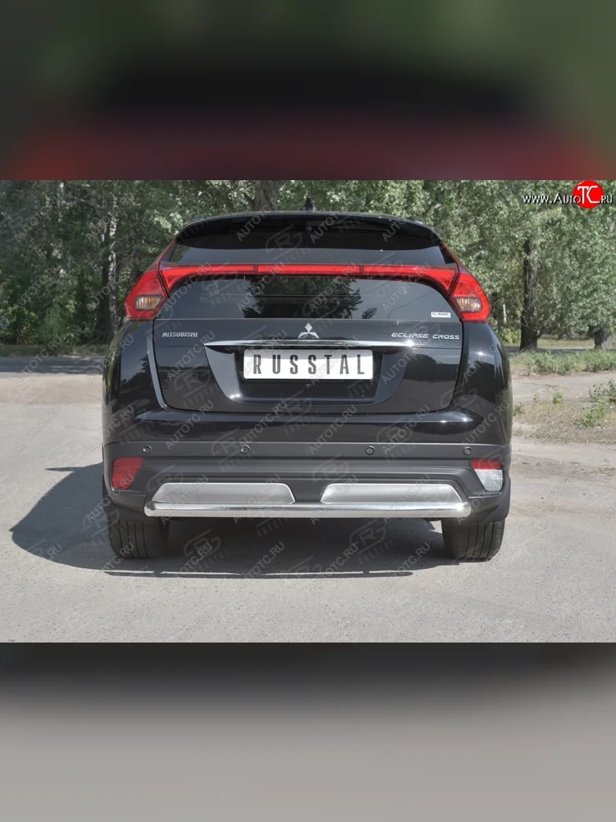 Защита заднего бампера (Ø63 мм, нержавейка) SLITKOFF Mitsubishi Eclipse Cross GK дорестайлинг (2017-2021)  в Перми Пермском крае