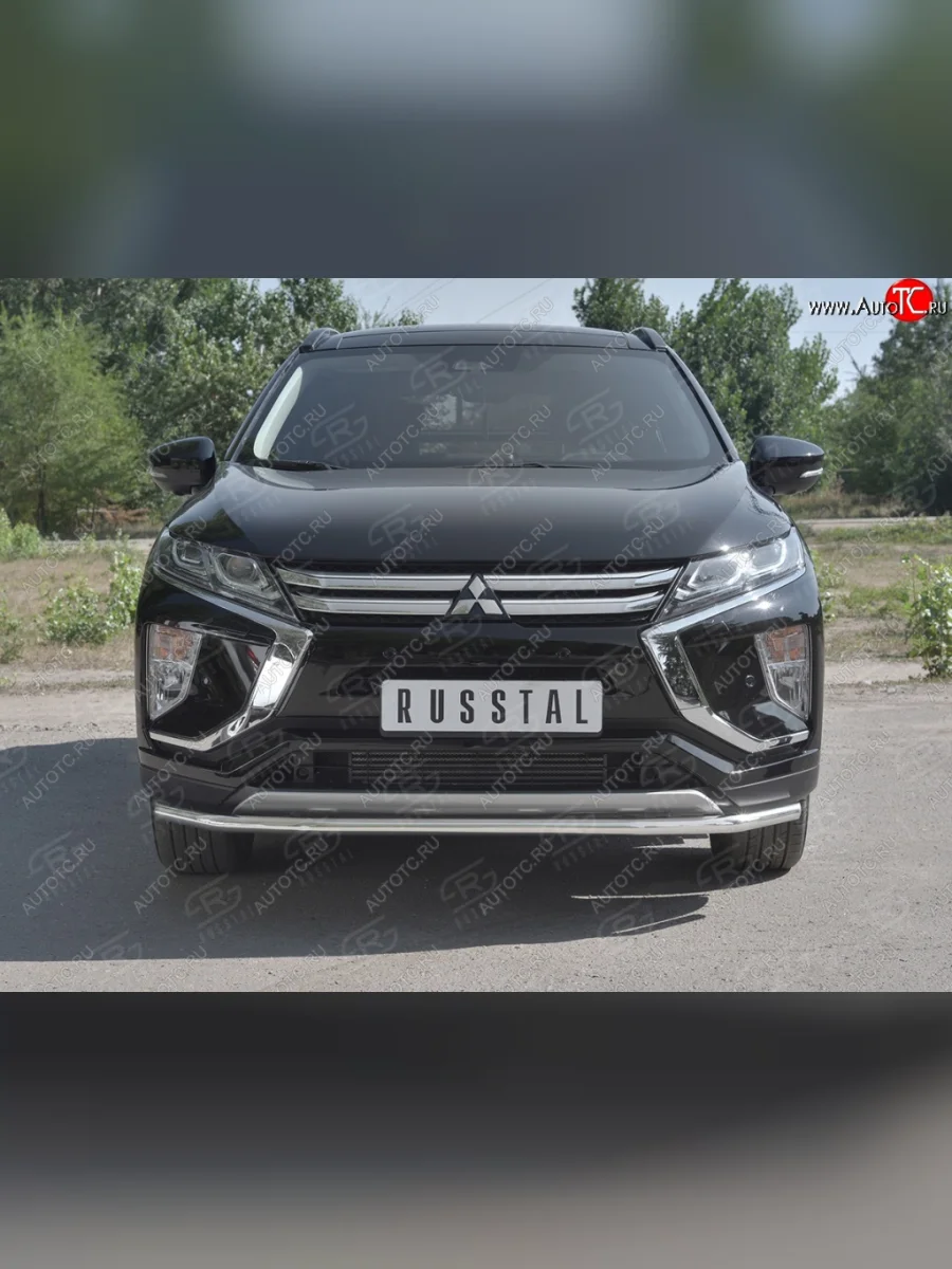 Защита переднего бампера (Ø42 мм, нержавейка) SLITKOFF Mitsubishi Eclipse Cross GK дорестайлинг (2017-2021)  в Керчи Республика Крым