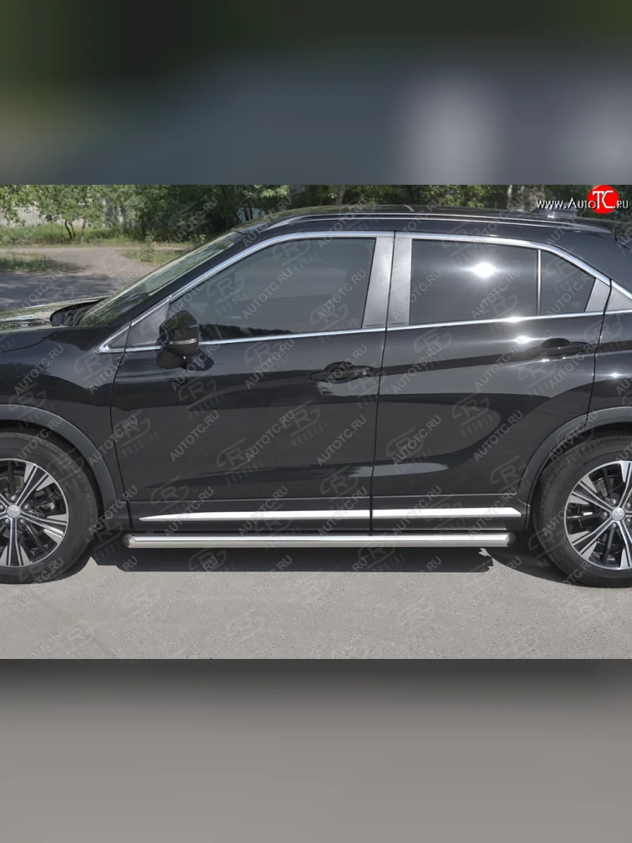 Пороги труба d63 Russtal Mitsubishi Eclipse Cross GK дорестайлинг (2017-2021) (Скошенные края)  в Керчи Республика Крым