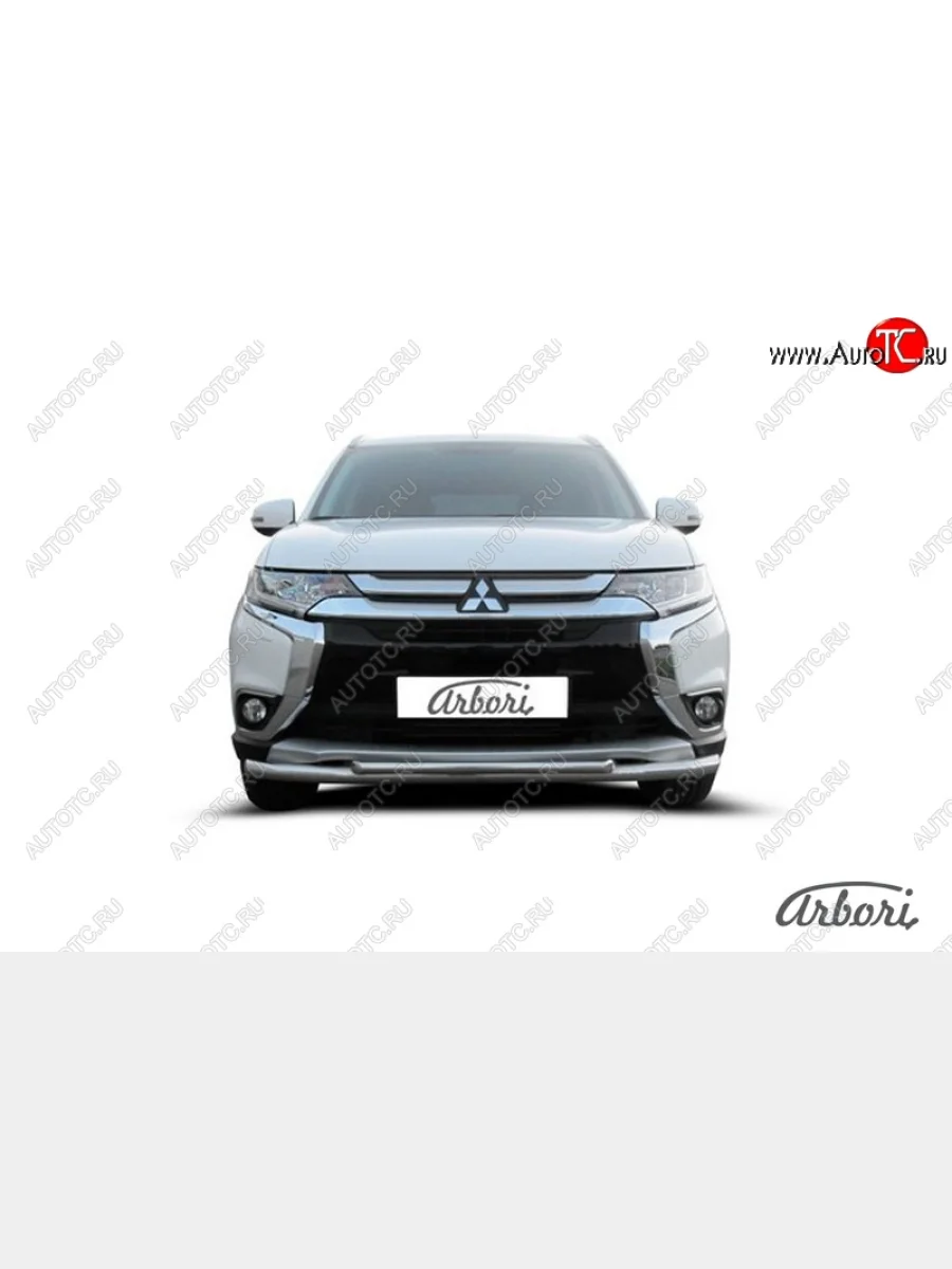Защита переднего бампера d57/d42 двойная Arbori  Mitsubishi Outlander (2015-2018) GF  в Керчи Республика Крым