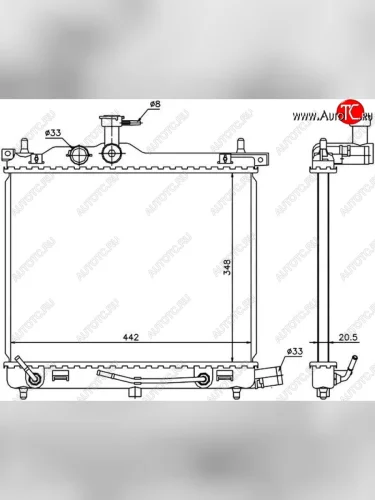 Радиатор двигателя SAT (пластинчатый,1.2, АКПП) Hyundai i10 PA дорестайлинг (2007-2011)