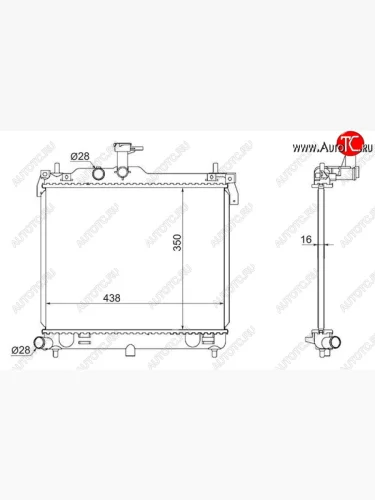 Радиатор двигателя (пластинчатый,1.1, МКПП) SAT Hyundai i10 PA дорестайлинг (2007-2011)
