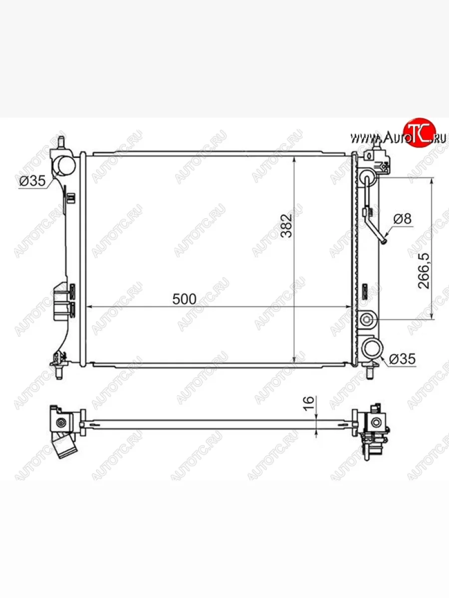 Радиатор двигателя SAT (пластинчатый,1.2/1.4/1.6, АКПП) Hyundai i20 PB хэтчбэк дорестайлинг (2008-2012)  в Керчи Республика Крым
