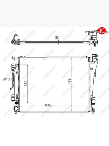 Радиатор двигателя SAT (пластинчатый,2.0/2.4, МКПП/АКПП) Hyundai Sonata YF (2009-2014)