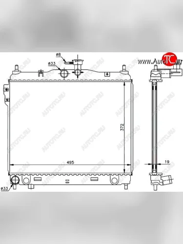 Радиатор двигателя SAT (пластинчатый,1.1/1.3/1.4/1.6, МКПП) Hyundai Getz TB хэтчбэк 5 дв. рестайлинг (2005-2010)