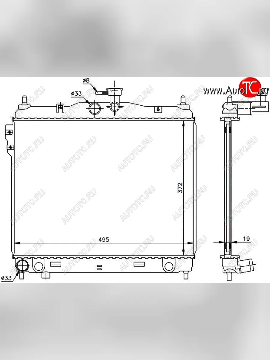 Радиатор двигателя SAT (пластинчатый,1.1/1.3/1.4/1.6, МКПП) Hyundai Getz TB хэтчбэк 5 дв. рестайлинг (2005-2010)  с доставкой в г. Керчь