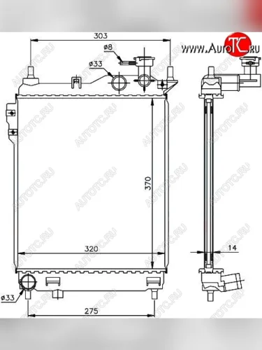 Радиатор двигателя SAT (пластинчатый,1.1/1.3/1.4/1.6, МКПП) Hyundai Getz TB хэтчбэк 5 дв. рестайлинг (2005-2010)