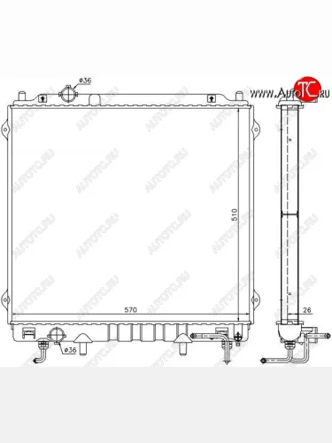 Радиатор двигателя SAT Hyundai Terracan HP дорестайлинг (2001-2004)