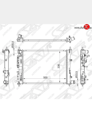 Радиатор двигателя (пластинчатый, МКПП/АКПП) SAT KIA Rio 4 FB дорестайлинг седан (2016-2020)