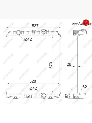 Радиатор двигателя SAT (пластинчатый, МКПП) Hyundai County (1998-2012)