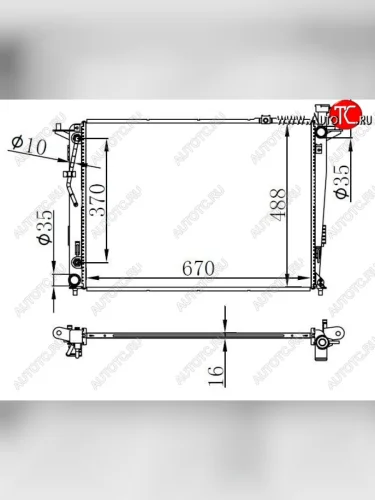 Радиатор двигателя (пластинчатый, МКПП/АКПП) SAT Hyundai Santa Fe CM рестайлинг (2009-2012)