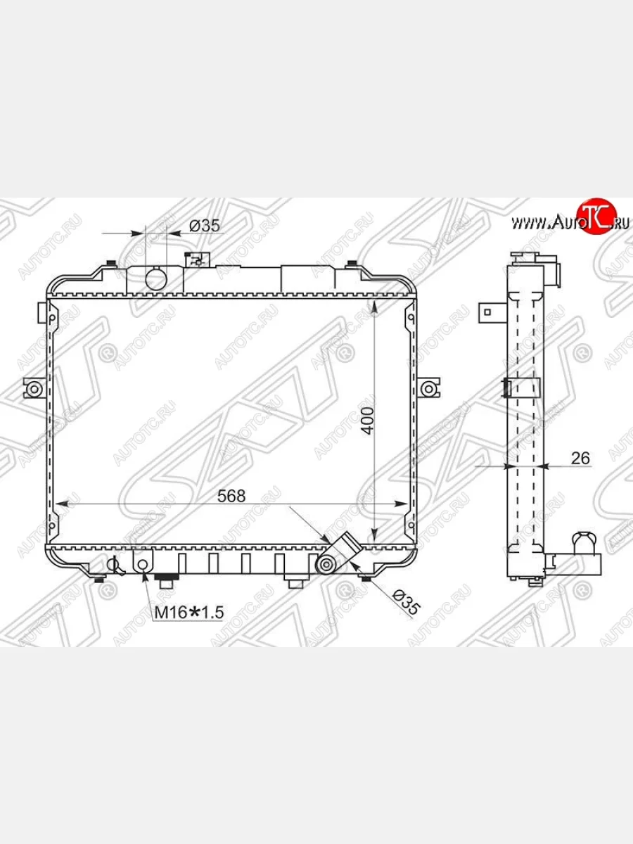 Радиатор двигателя SAT (трубчатый, МКПП) Hyundai Porter AU,KR (1996-2011)  в Перми Пермском крае