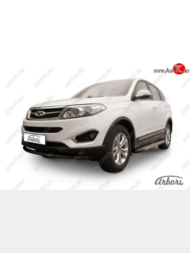 Защита переднего бампера Arbori (1 труба d57 mm). (черная) Chery Tiggo 5 (T21) дорестайлинг (2014-2017)