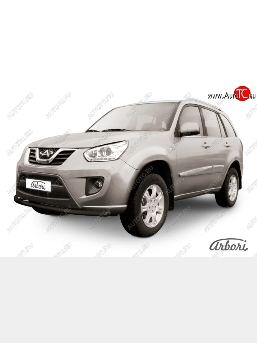 Защита переднего бампера Arbori (черная, 1 труба d57 mm). Chery Tiggo T11 рестайлинг (2013-2016)  с доставкой в г. Керчь
