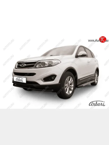Защита переднего бампера Arbori (черная, 1 труба d57 mm). Chery Tiggo 5 (T21) дорестайлинг (2014-2017)