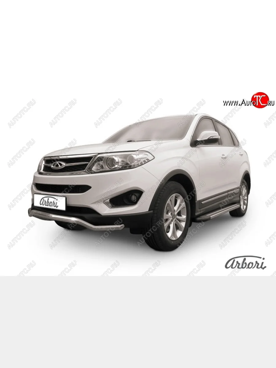 Защита переднего бампера Arbori (волна, легированная сталь, 1 труба d57 mm). Chery Tiggo 5 (T21) дорестайлинг (2014-2017)  в Перми Пермском крае