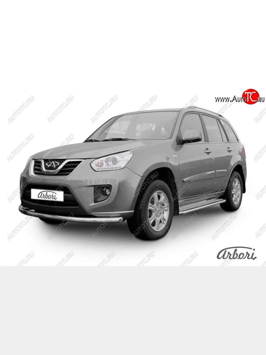 Защита переднего бампера Arbori (легированная сталь, 1 труба d57 mm). Chery Tiggo T11 рестайлинг (2013-2016)  с доставкой в г. Пермь