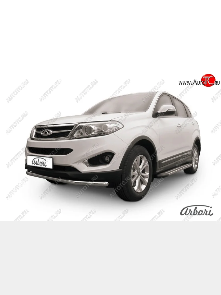 Защита переднего бампера Arbori (легированная сталь, 1 труба d57 mm). Chery Tiggo T11 рестайлинг (2013-2016)  с доставкой в г. Керчь