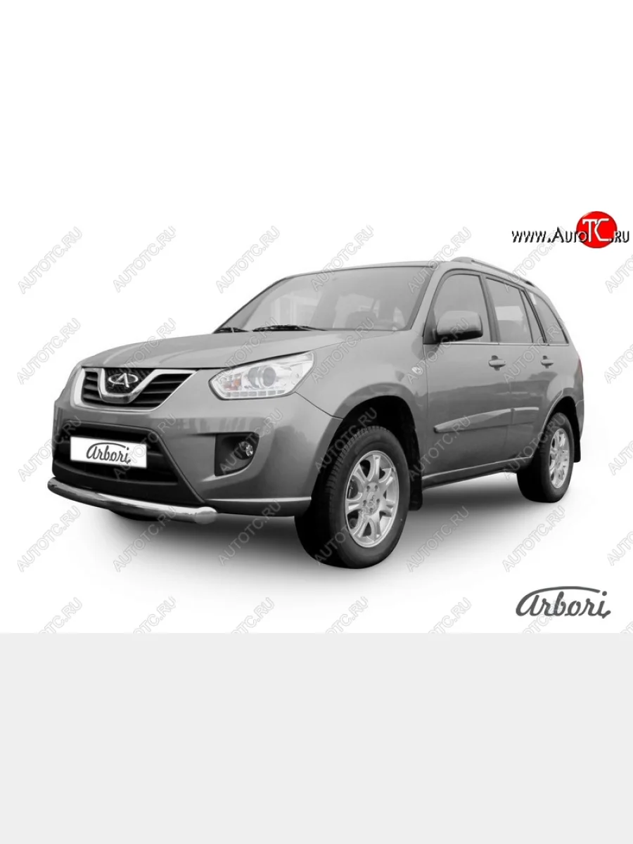 Защита переднего бампера Arbori (короткая, легированная сталь, 1 труба d76 mm). Chery Tiggo T11 рестайлинг (2013-2016)  с доставкой в г. Керчь
