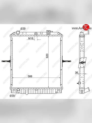 Радиатор двигателя SAT (пластинчатый, МКПП) Isuzu Elf (NPR75)  дорестайлинг (2006-2014)