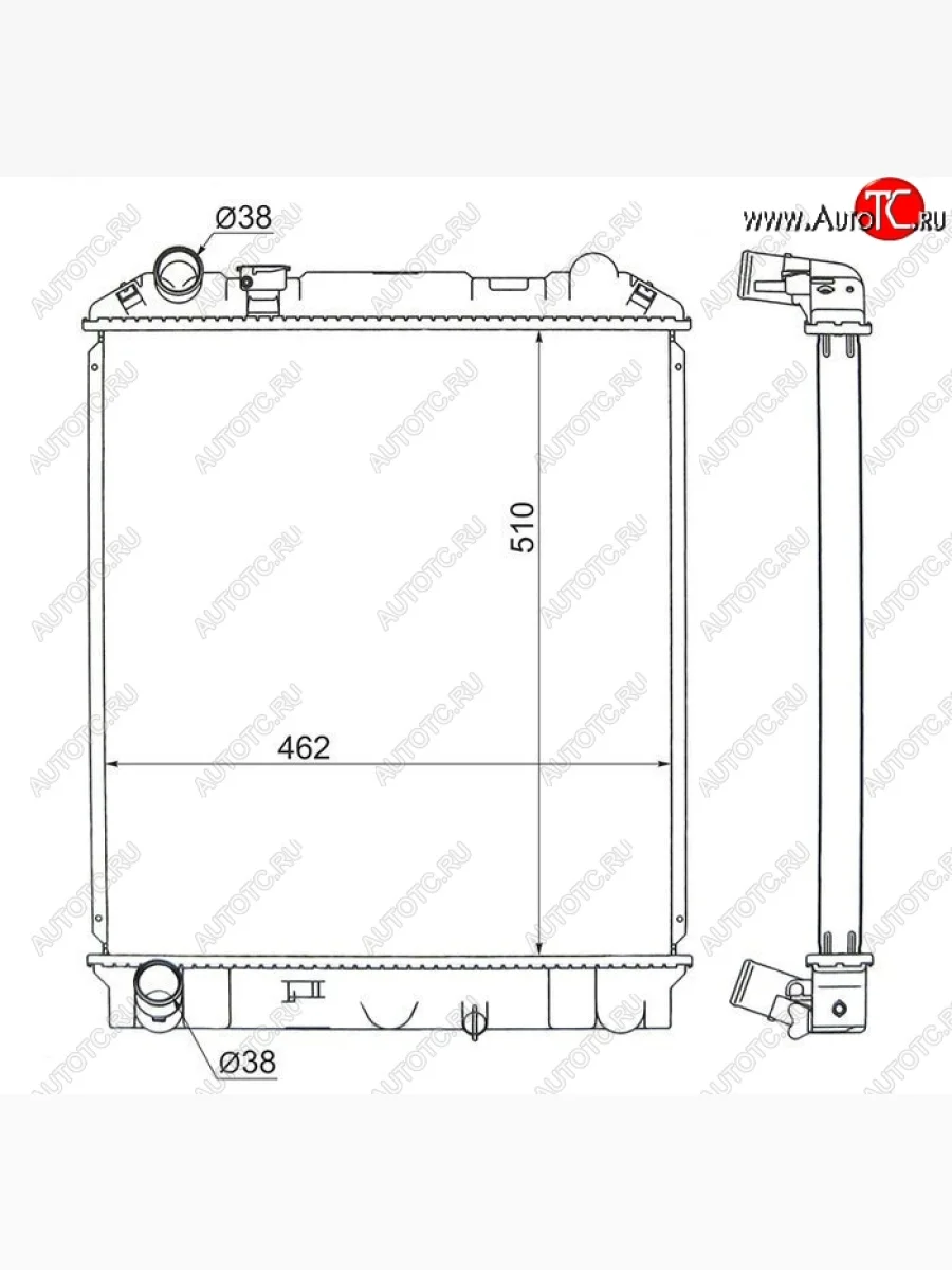 Радиатор двигателя (пластинчатый, МКПП) SAT Isuzu Elf (NPR75)  дорестайлинг (2006-2014)  с доставкой в г. Керчь