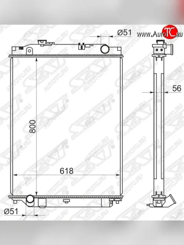 Радиатор двигателя SAT (пластинчатый, МКПП) Isuzu Elf (NPR75)  дорестайлинг (2006-2014)