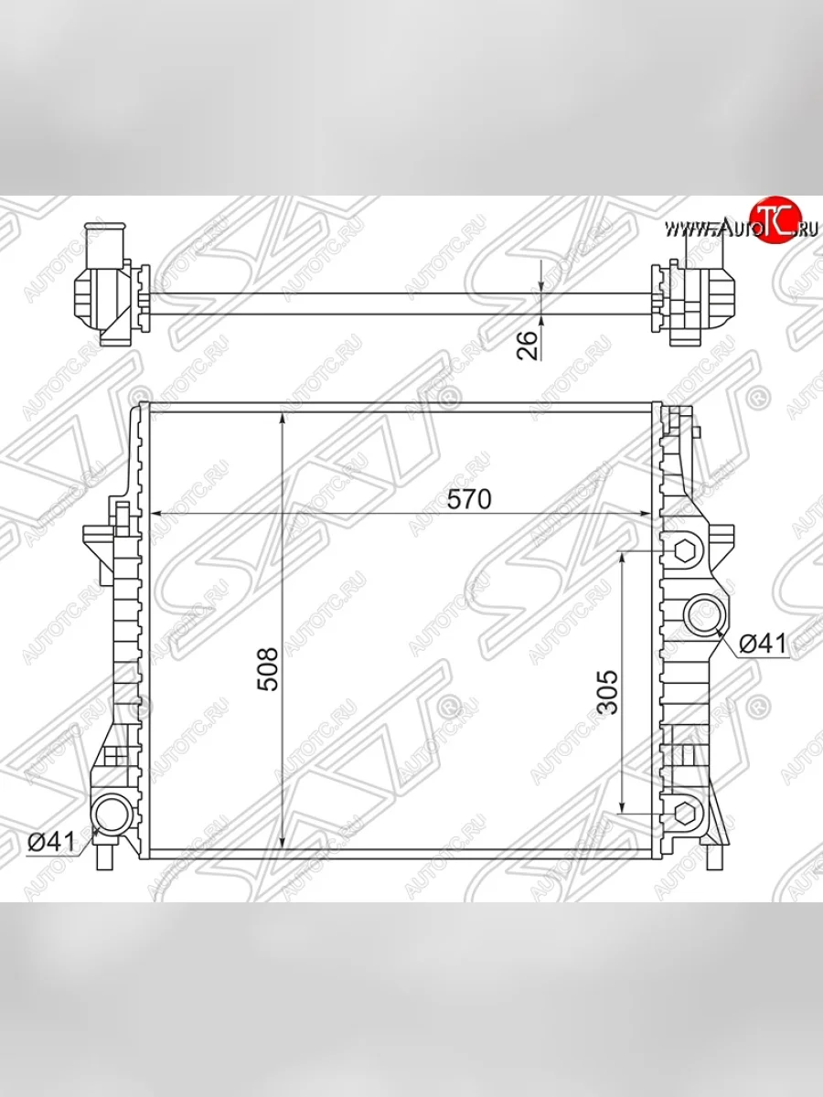 Радиатор двигателя SAT (пластинчатый, МКПП/АКПП) Jaguar XF X250 седан (2007-2015)  с доставкой в г. Керчь