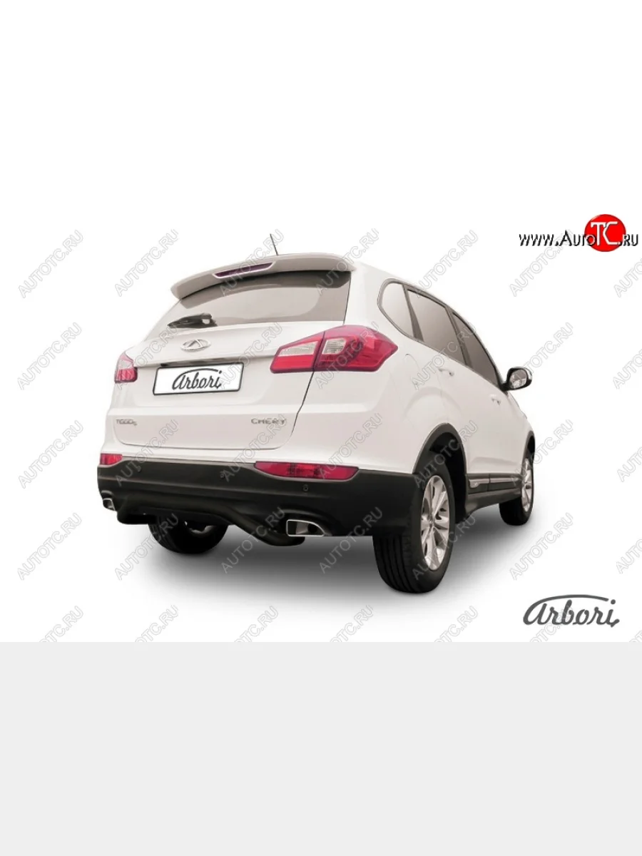 Защита заднего бампера Arbori (скоба, черная, 1 труба d57 mm). Chery Tiggo 5 (T21) дорестайлинг (2014-2017)  в Перми Пермском крае