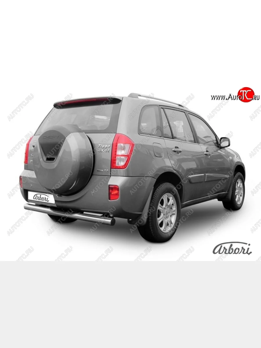 Защита заднего бампера Arbori (с проступью, легированная сталь, 1 труба d76 mm). Chery Tiggo T11 рестайлинг (2013-2016)  с доставкой в г. Керчь