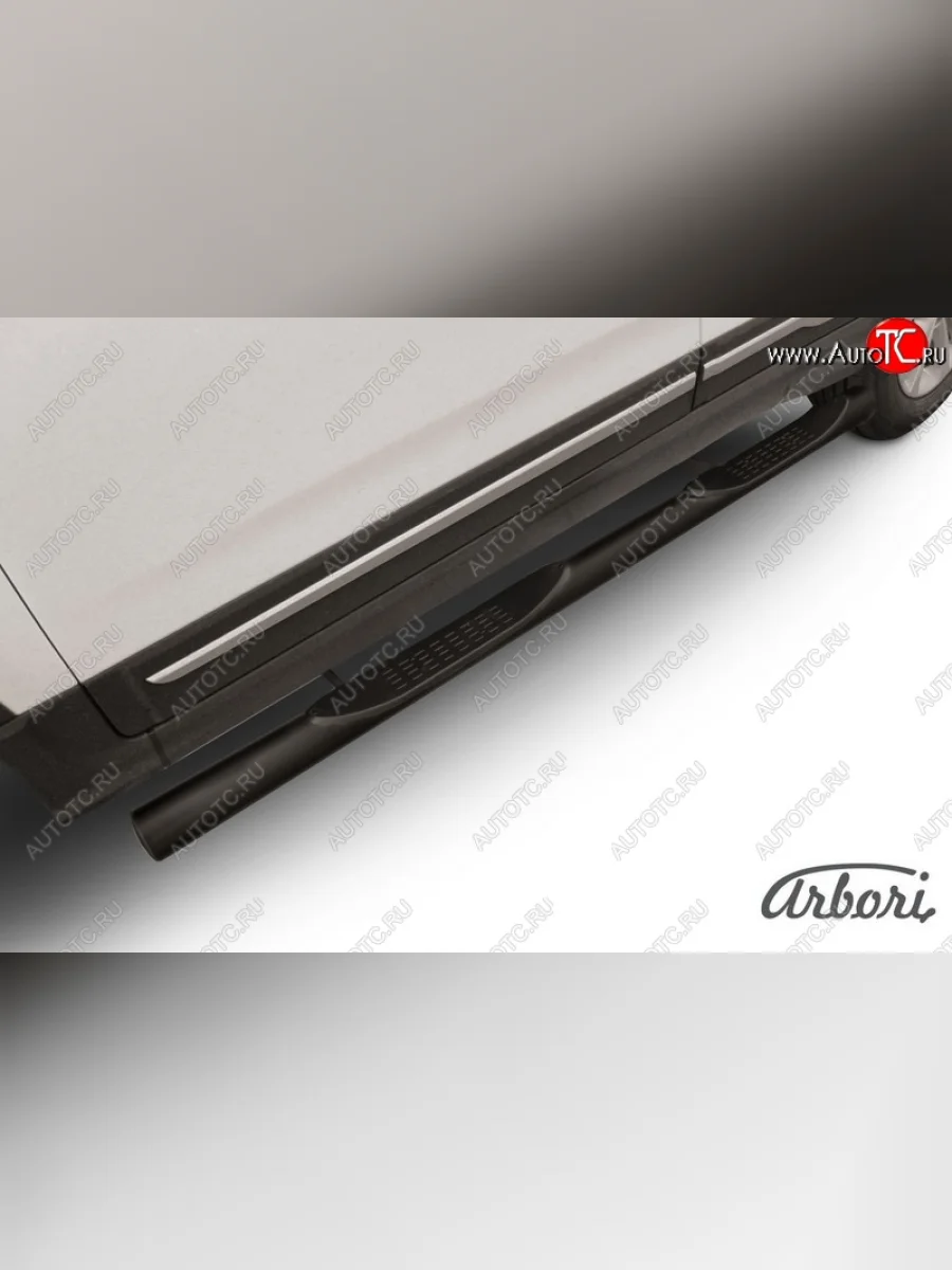 Защита штатных порогов Arbori (с проступью, черная, d57 mm). Chery Tiggo 5 (T21) дорестайлинг (2014-2017)  в Керчи Республика Крым