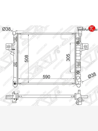 Радиатор двигателя SAT (пластинчатый, 4.7, АКПП) Jeep Grand Cherokee WJ (1998-2005)