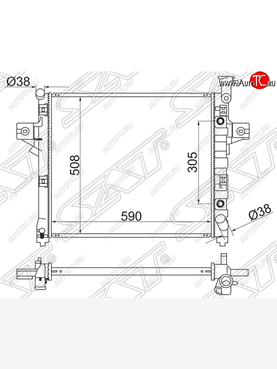 Радиатор двигателя SAT (пластинчатый, 4.7, АКПП) Jeep Grand Cherokee WJ (1998-2005)  с доставкой в г. Керчь
