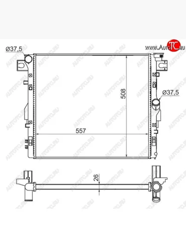 Радиатор двигателя SAT (пластинчатый, МКПП/АКПП, 4D) Jeep Wrangler JK 3 дв. дорестайлинг (2006-2010)