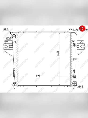Радиатор двигателя SAT (пластинчатый, 3.7, МКПП/АКПП) Jeep Liberty KJ дорестайлинг (2001-2004)