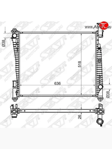 Радиатор двигателя SAT (пластинчатый, АКПП) Jeep Grand Cherokee WK2 дорестайлинг (2010-2013)
