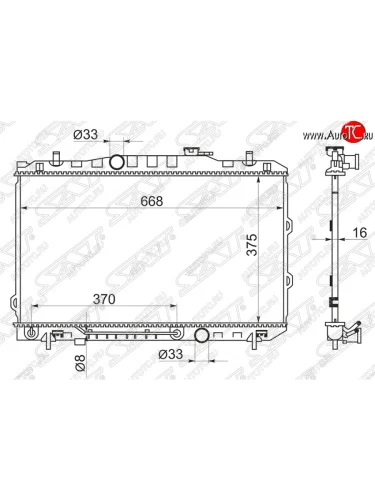 Радиатор двигателя SAT (пластинчатый, 1.6, МКПП/АКПП) KIA Cerato 1 LD седан дорестайлинг (2003-2007)