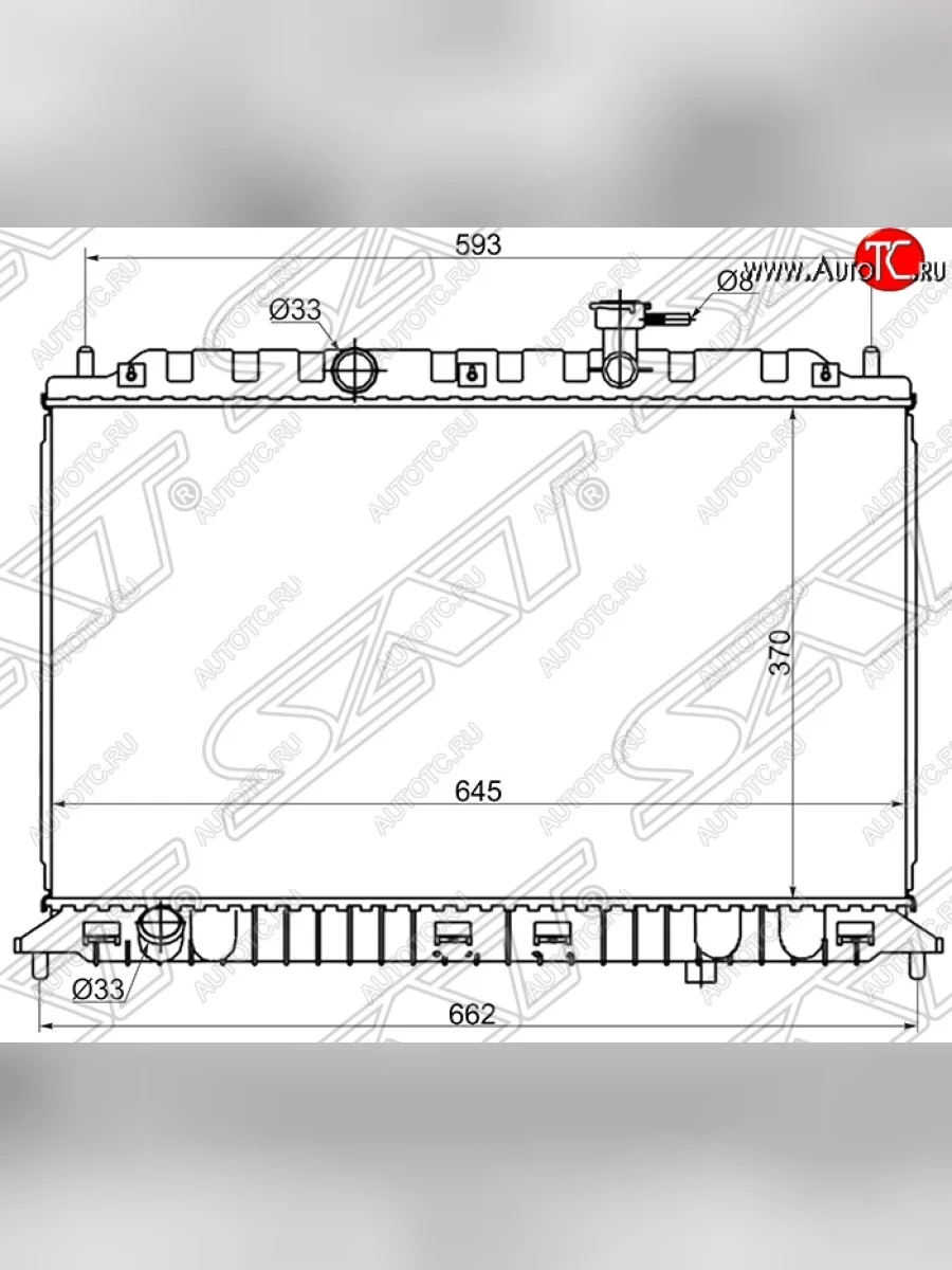 Радиатор двигателя SAT (пластинчатый, 1.4/1.6, МКПП) KIA Rio 2 JB дорестайлинг седан (2005-2009)  с доставкой в г. Керчь