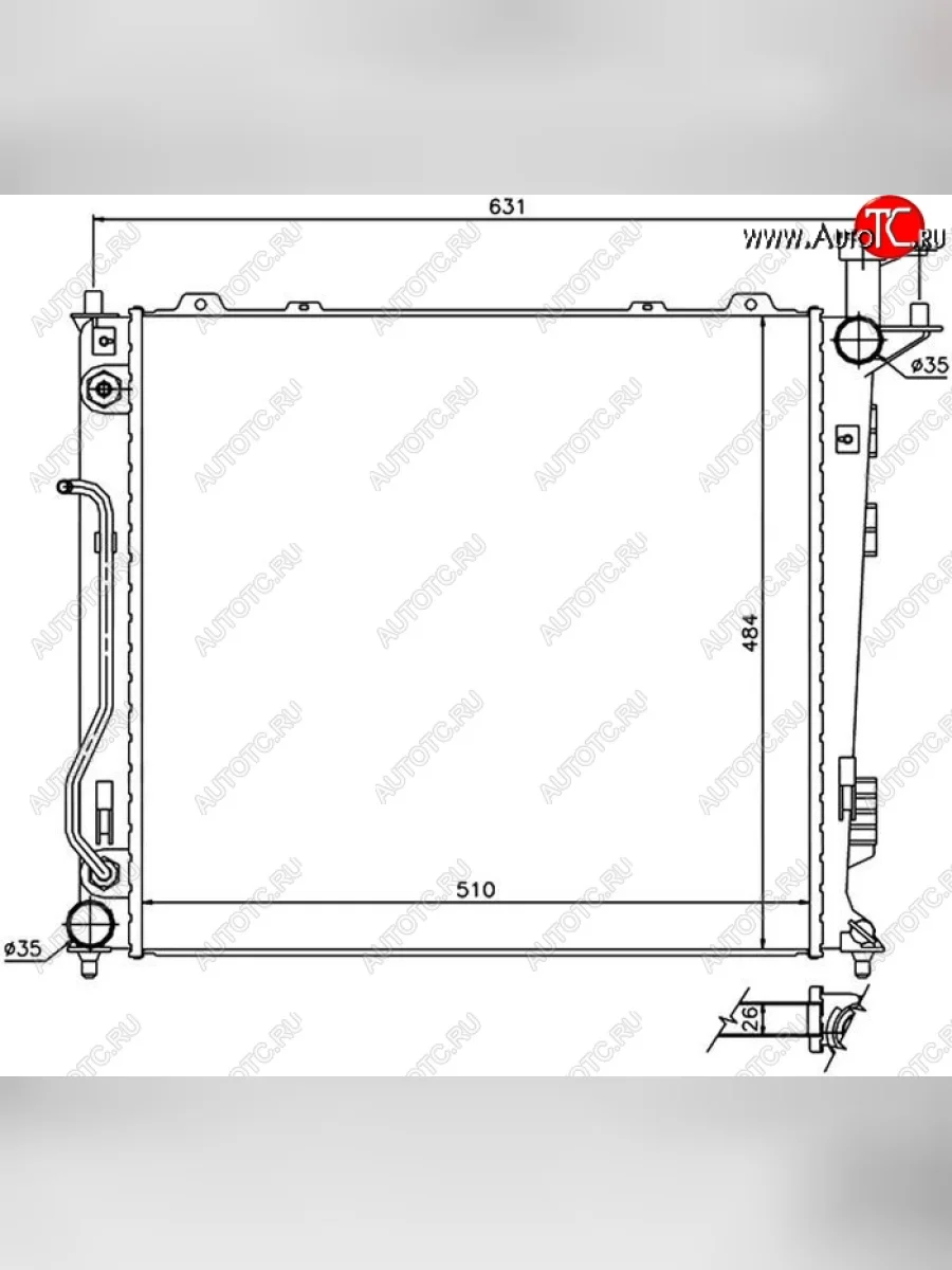 Радиатор двигателя (пластинчатый, 2.2TD, МКПП/АКПП) SAT Hyundai Santa Fe DM дорестайлинг (2012-2016)  в Керчи Республика Крым