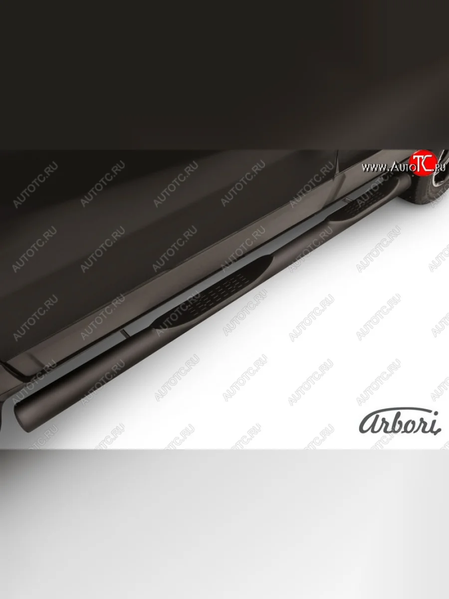 Защита штатных порогов Arbori (с проступью, черная, d76 mm). Chevrolet Captiva 2-ой рестайлинг (2013-2016)  в Самаре Самарской области