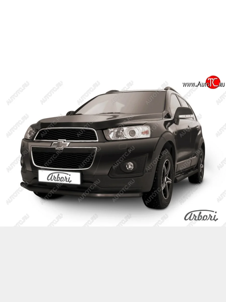 Защита переднего бампера Arbori (черная, 1 труба d57 mm).  Chevrolet Captiva (2013-2016)  в Самаре Самарской области