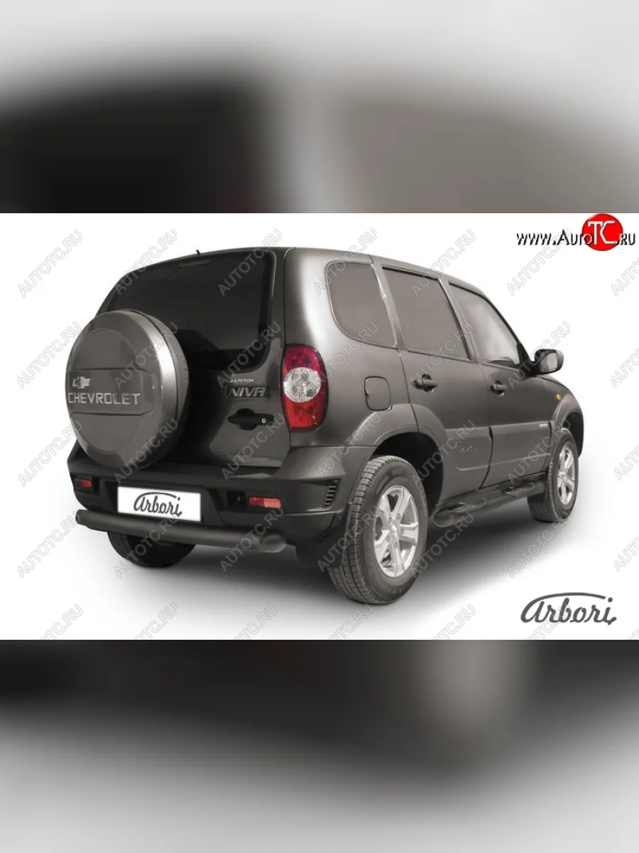 Защита штатных порогов Arbori (черная, d76 mm). Chevrolet Niva 2123 рестайлинг (2009-2020)  в Перми Пермском крае