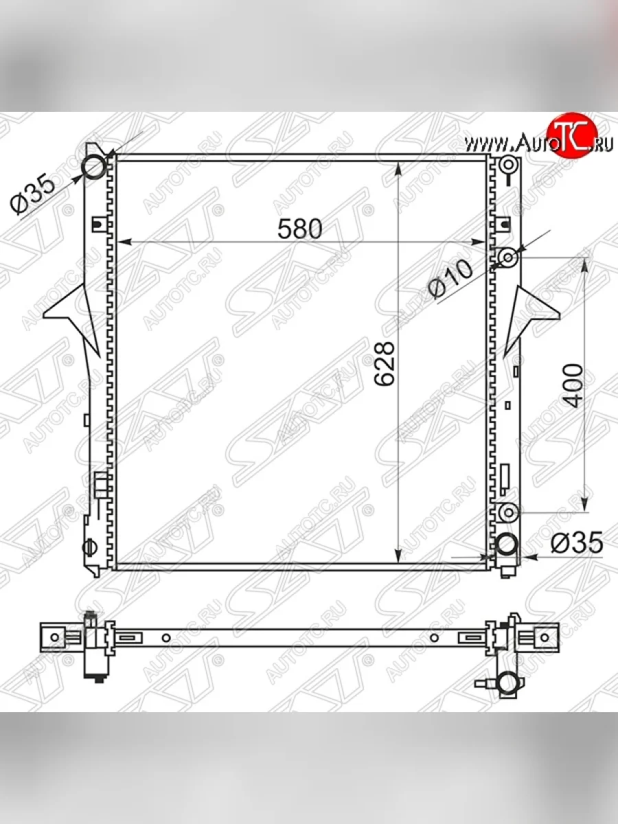 Радиатор двигателя SAT (пластинчатый, 3.3/3.8, МКПП/АКПП) KIA Sorento BL дорестайлинг (2002-2006)  с доставкой в г. Керчь