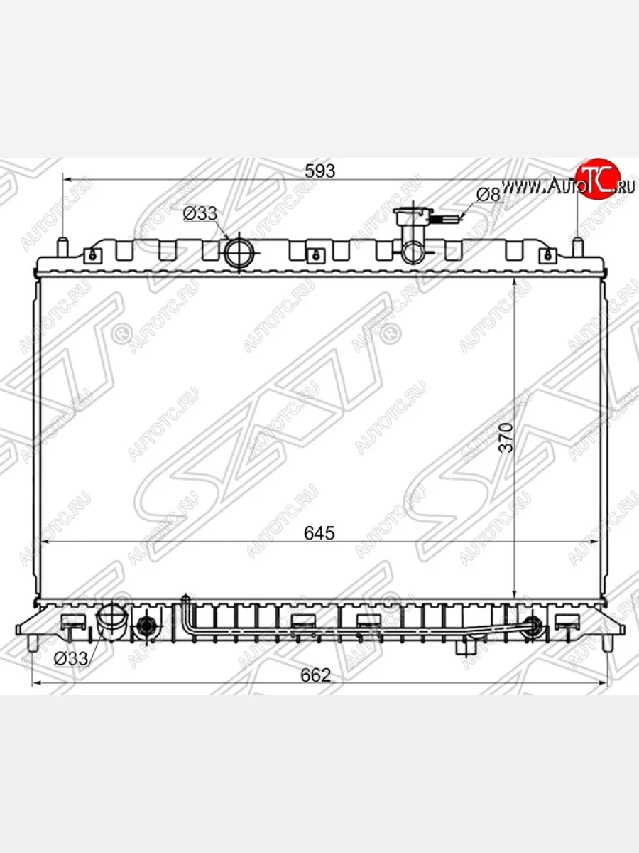 Радиатор двигателя SAT (трубчатый, 1.4/1.6, МКПП/АКПП) KIA Rio 2 JB дорестайлинг седан (2005-2009)  с доставкой в г. Пермь