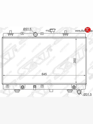 Радиатор двигателя SAT (трубчатый, 1.3/1.5, АКПП) KIA Rio 1 DC дорестайлинг седан (2000-2002)