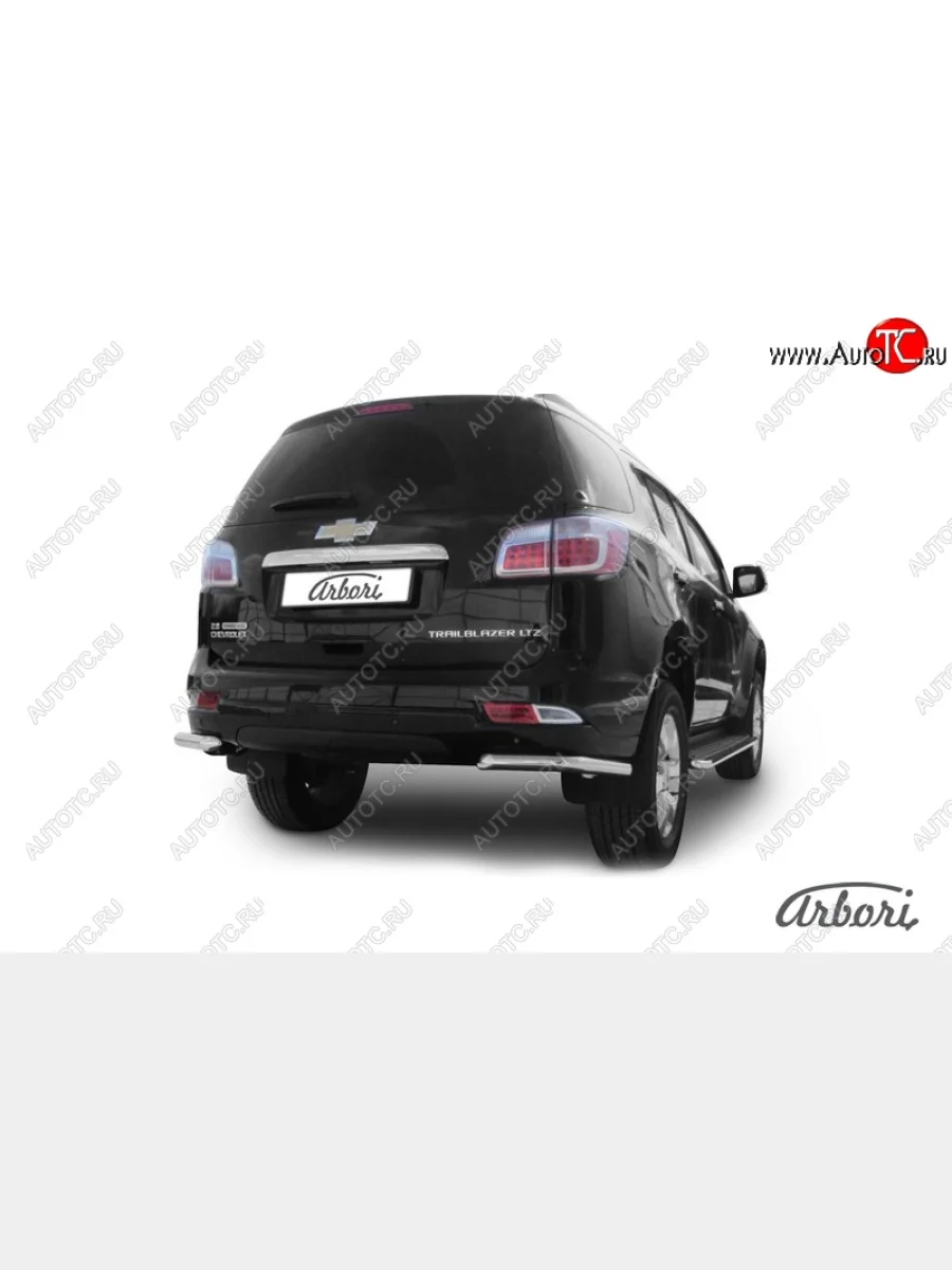 Защита заднего бампера Arbori (уголки, нержавейка, 1 труба d76 mm). Chevrolet Trailblazer GM800 дорестайлинг (2012-2016)  в Керчи Республика Крым