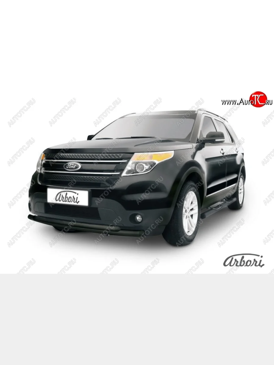 Защита переднего бампера Arbori (черная, 2 трубы d57 и 57 mm)  Ford Explorer (2010-2016) U502  в Самаре Самарской области