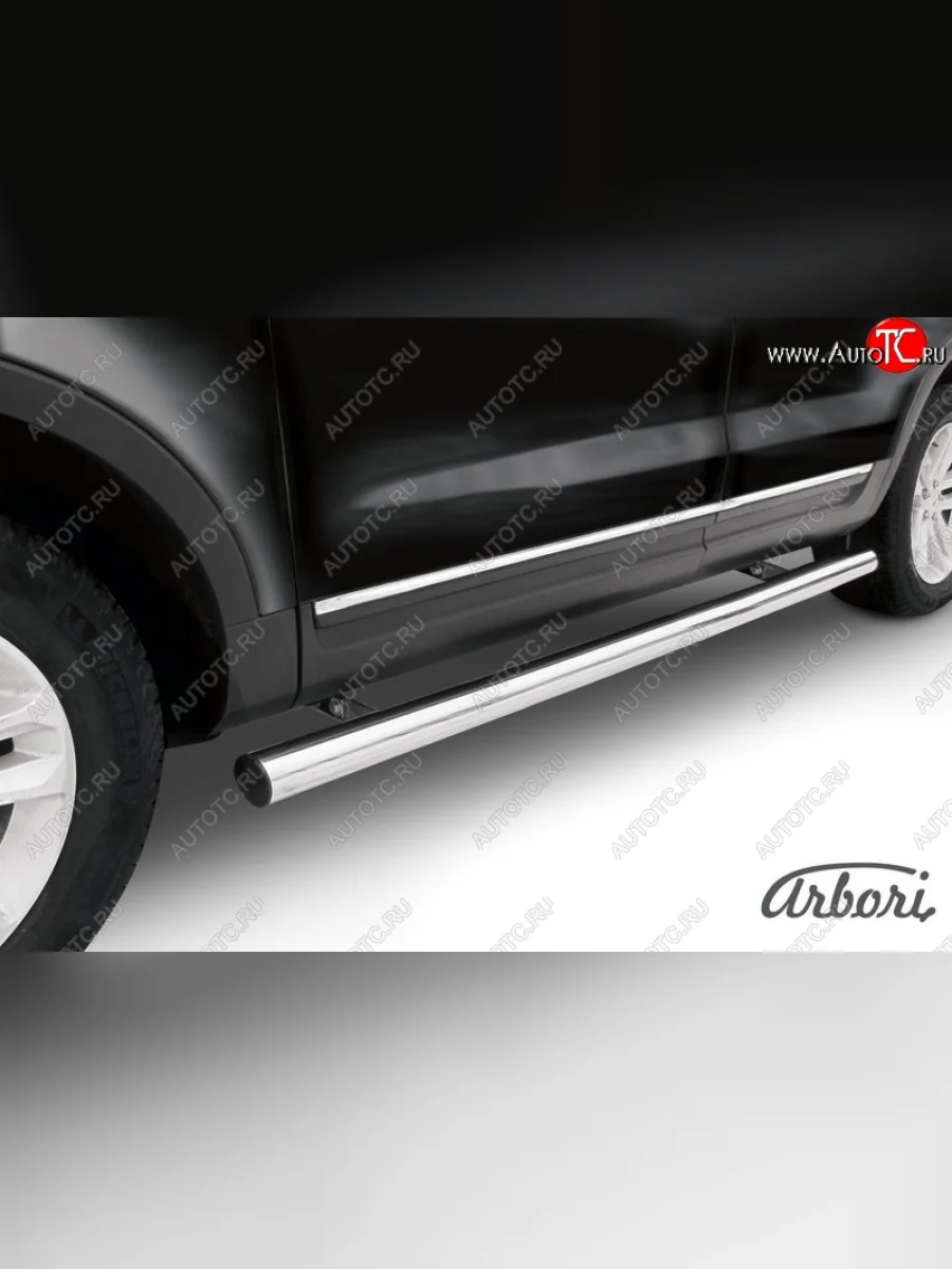 Защита штатных порогов Arbori (нержавейка, d76 mm). Ford Explorer U502 дорестайлинг (2010-2016)  в Самаре Самарской области