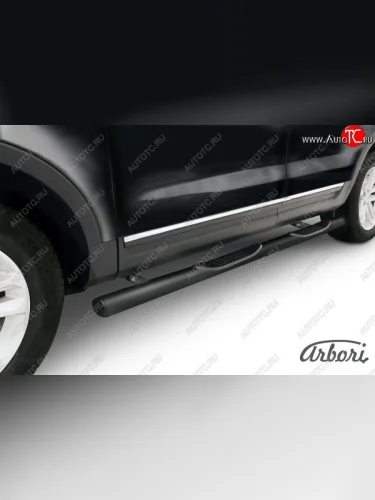 Защита штатных порогов Arbori (черная, d76 mm). Ford Explorer U502 дорестайлинг (2010-2016)