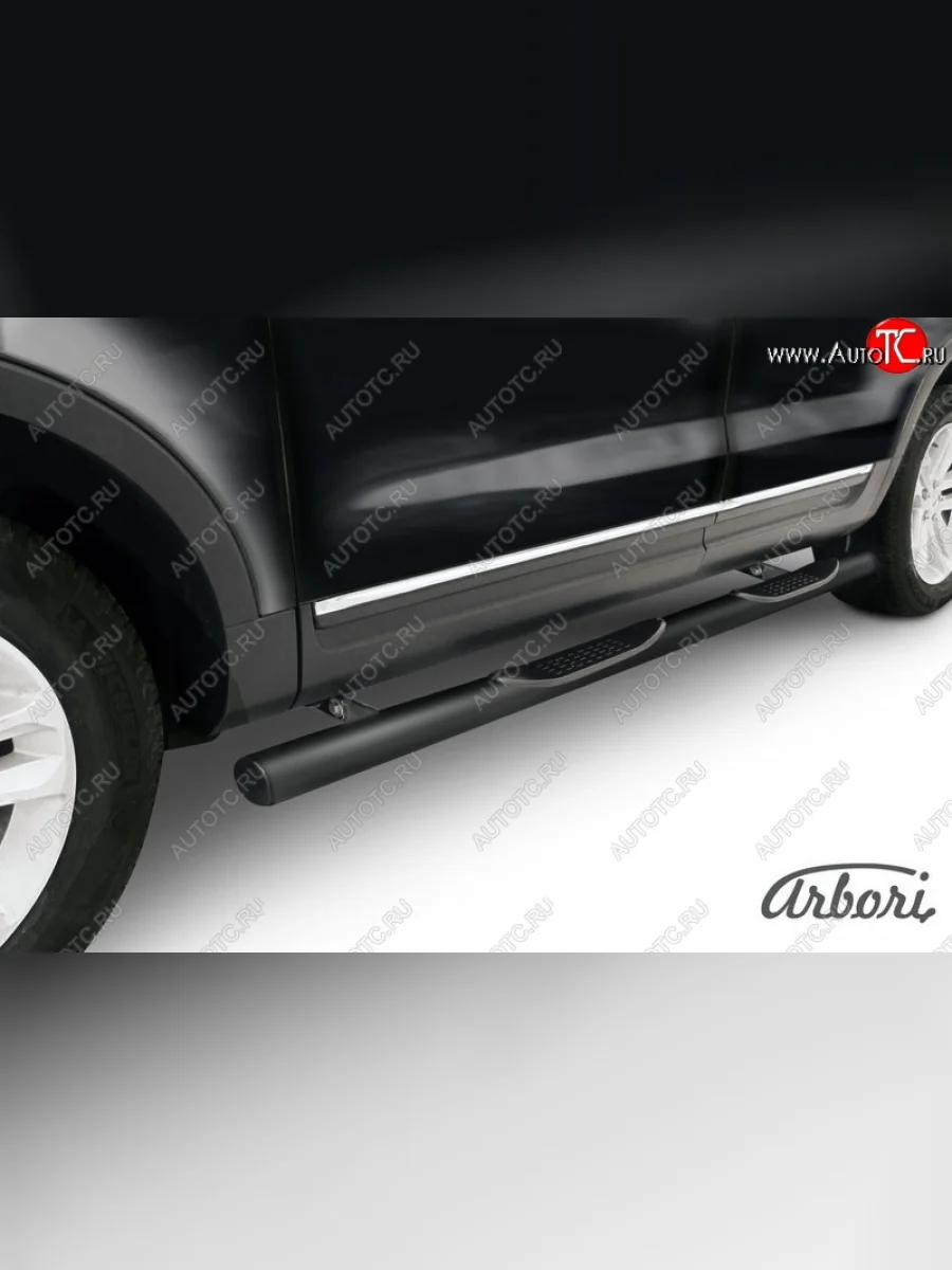 Защита штатных порогов Arbori (черная, d76 mm). Ford Explorer U502 дорестайлинг (2010-2016)  в Керчи Республика Крым